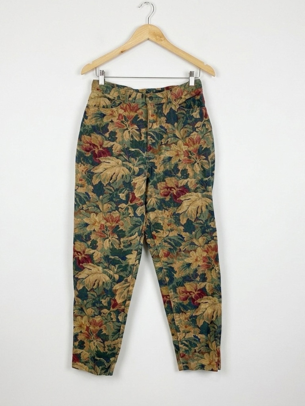 VTG On The Verge Floral Tapestry Pants High Waisted Tapered Leg Made in USA 8